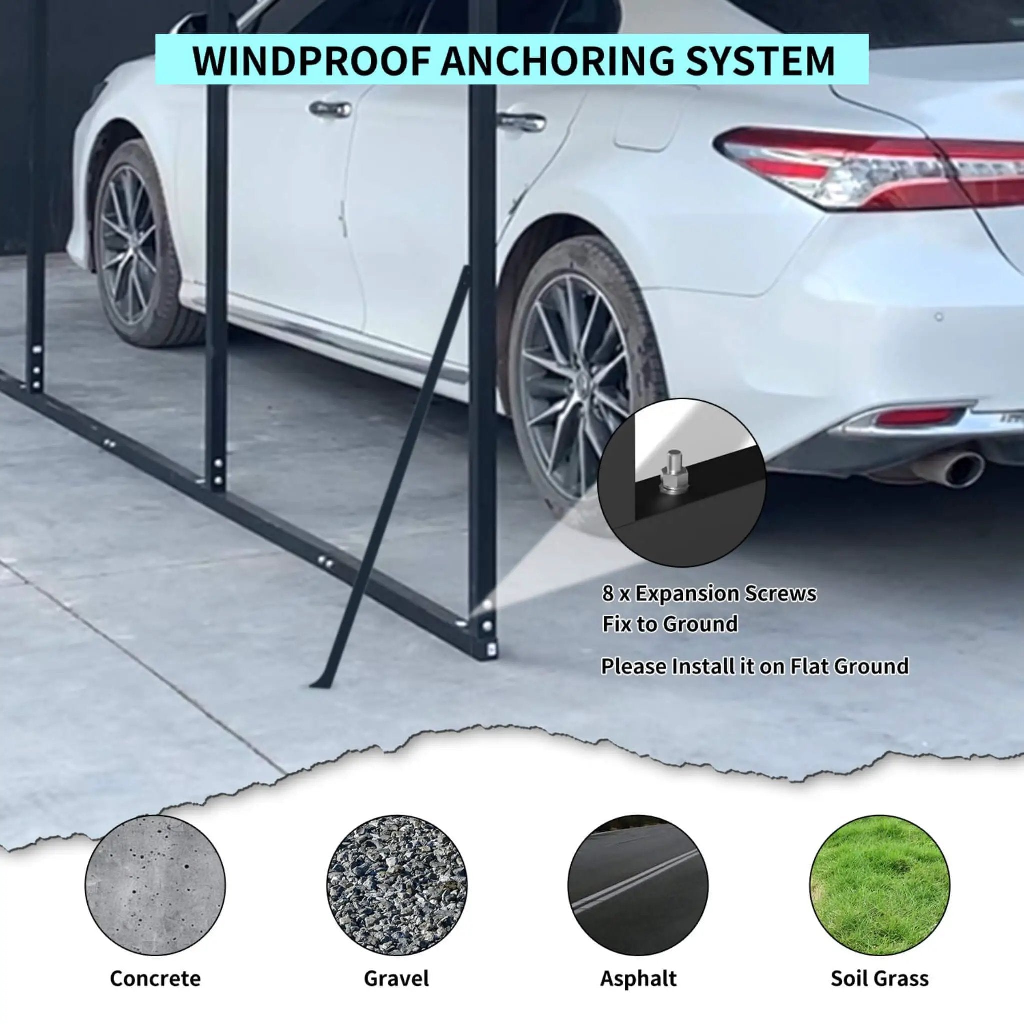 [20X20FT] Alora Extra Large Heavy-Duty Outdoor Metal Carport With Galvanized Steel Roof For Cars, Boats And Trucks (SAK75633) by SAKSBY WHOLESALE