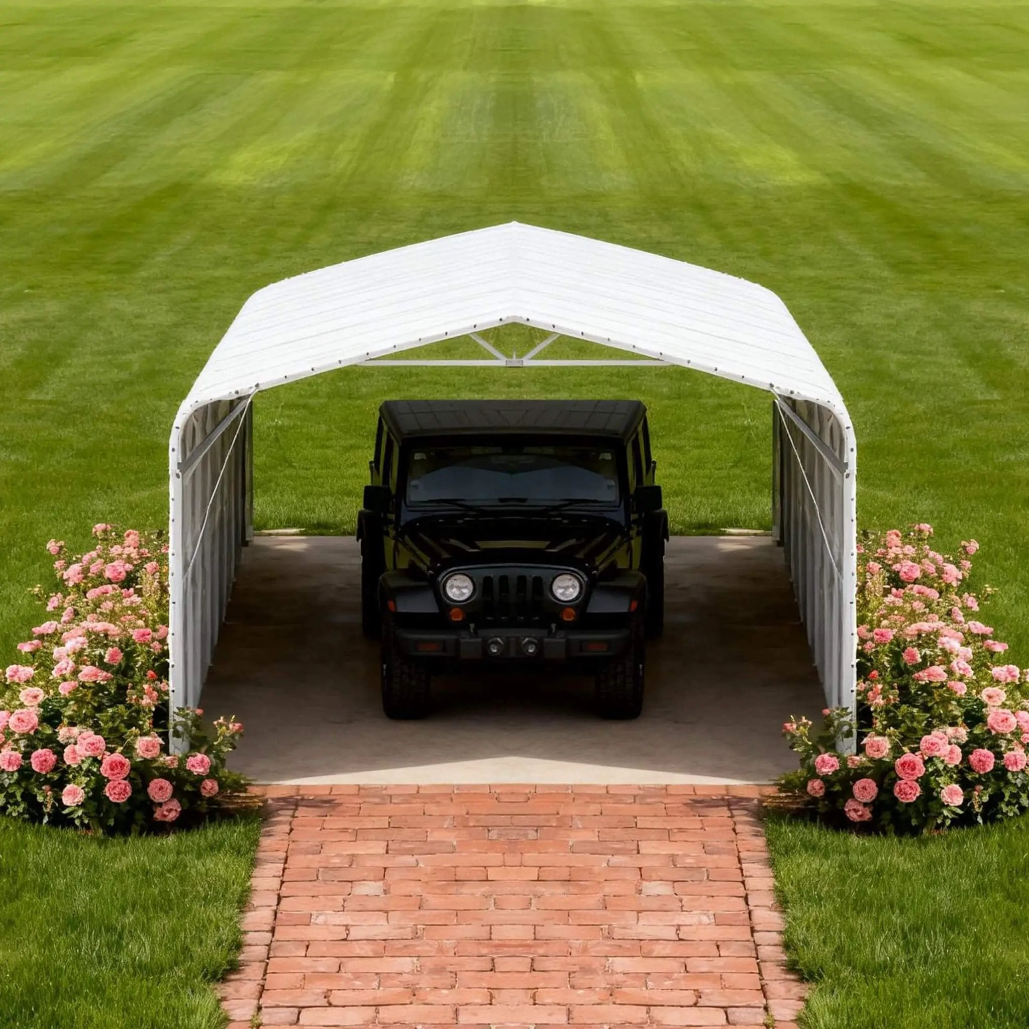 [20X30FT] Alora Heavy-Duty Outdoor Galvanized Steel Carport (SAK21596) by SAKSBY WHOLESALE