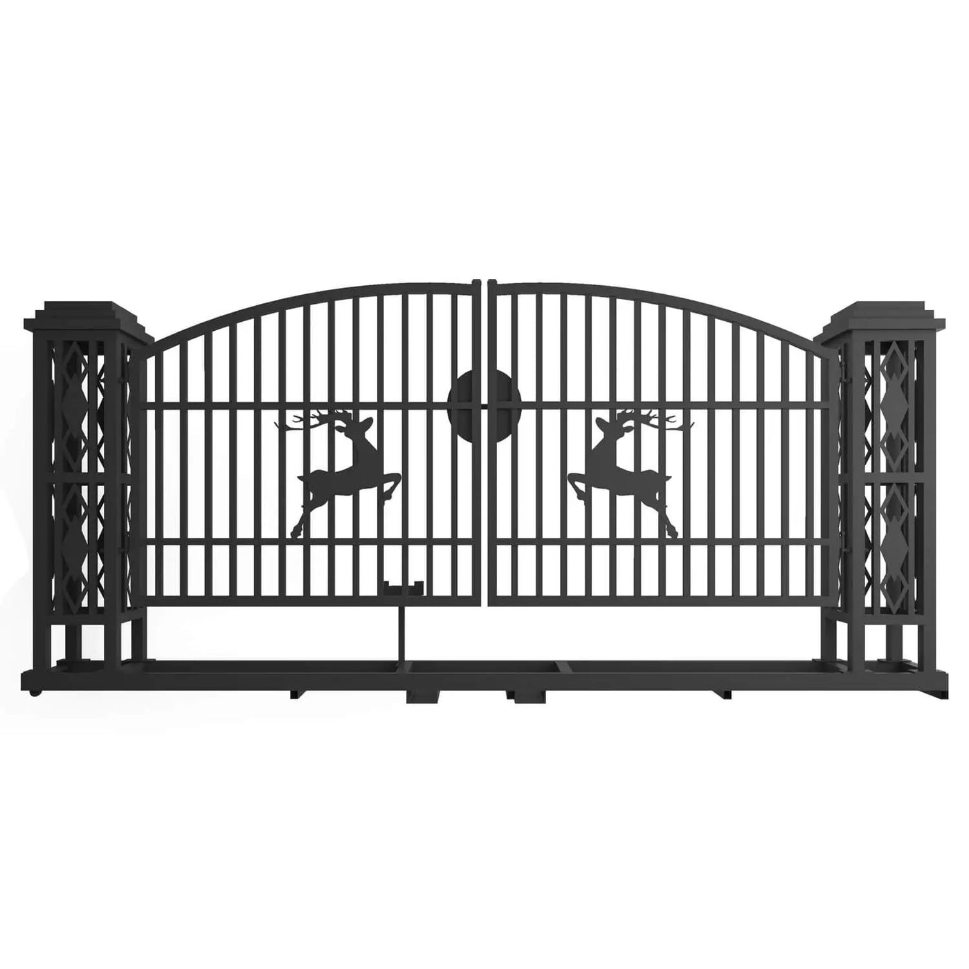 20x8 ft Dual Swing Driveway Gate with Ornamental Posts by Chery Industrial