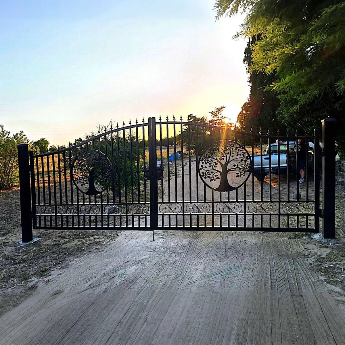 20x8 ft Steel Dual Swing Driveway Gate by Chery Industrial