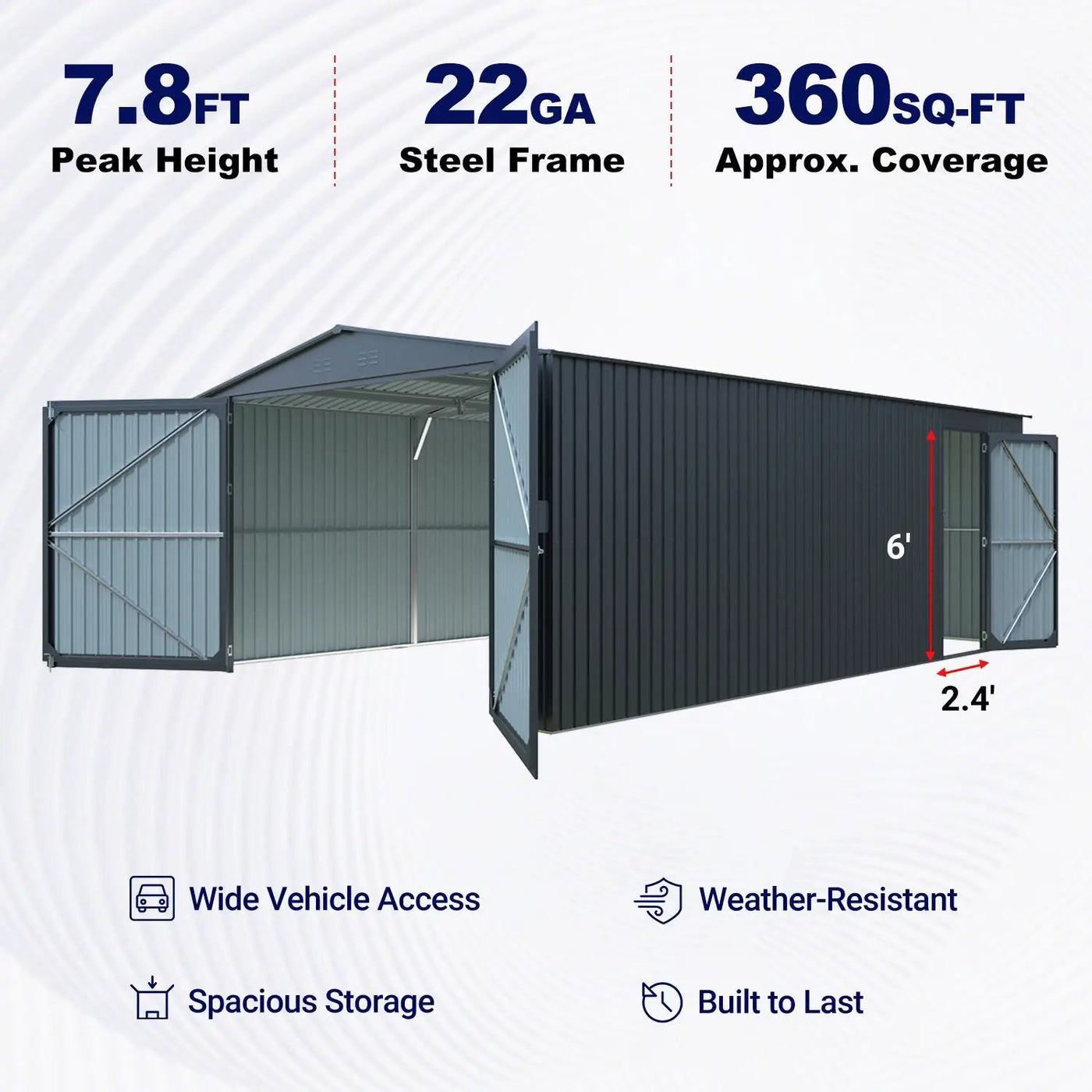 13'x20' Plus Upgraded Metal Shed w/ Double Front Doors & Side Entry Door by Chery Industrial