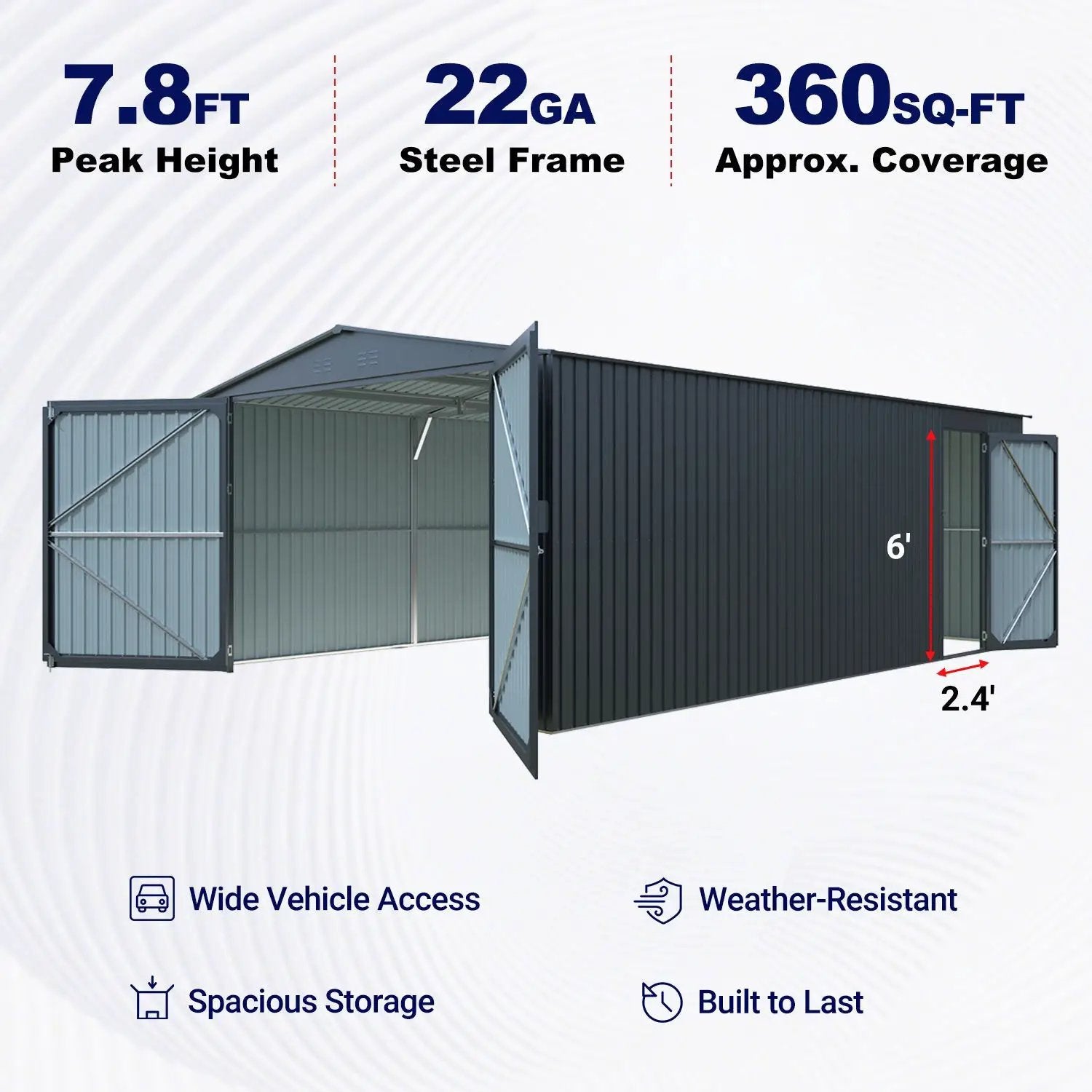 13'x20' Plus Upgraded Metal Shed w/ Double Front Doors & Side Entry Door by Chery Industrial