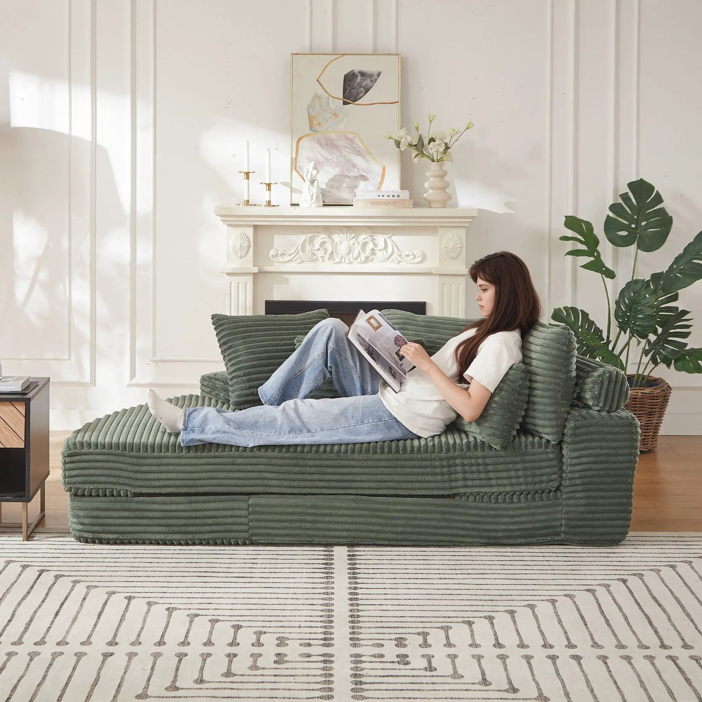 Semi Circular 2 In 1 Sofa Bed With Neck Pillow And Throw Pillows by HouseOfZazla