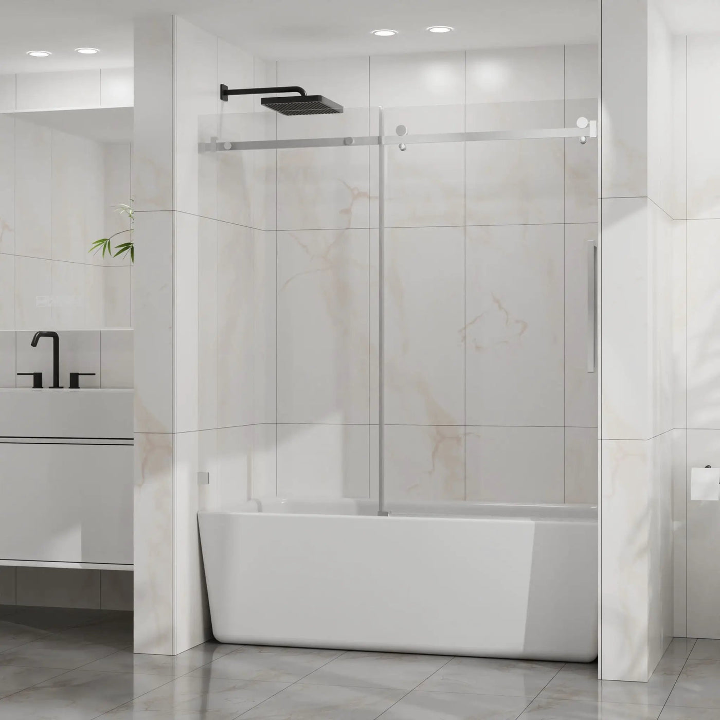 Frameless Tub Sliding Shower Door With Easy Clean Coating by HouseOfZazla