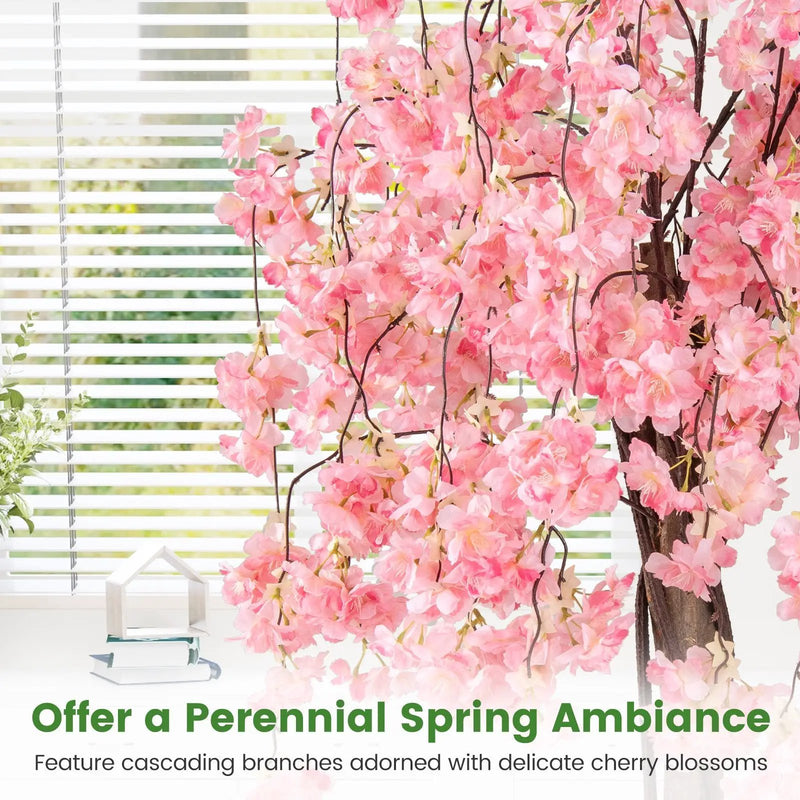 5.5 FT Tall Artificial Cherry Blossom Tree with Pink/White Flowers 2 Pack by DirectDeals