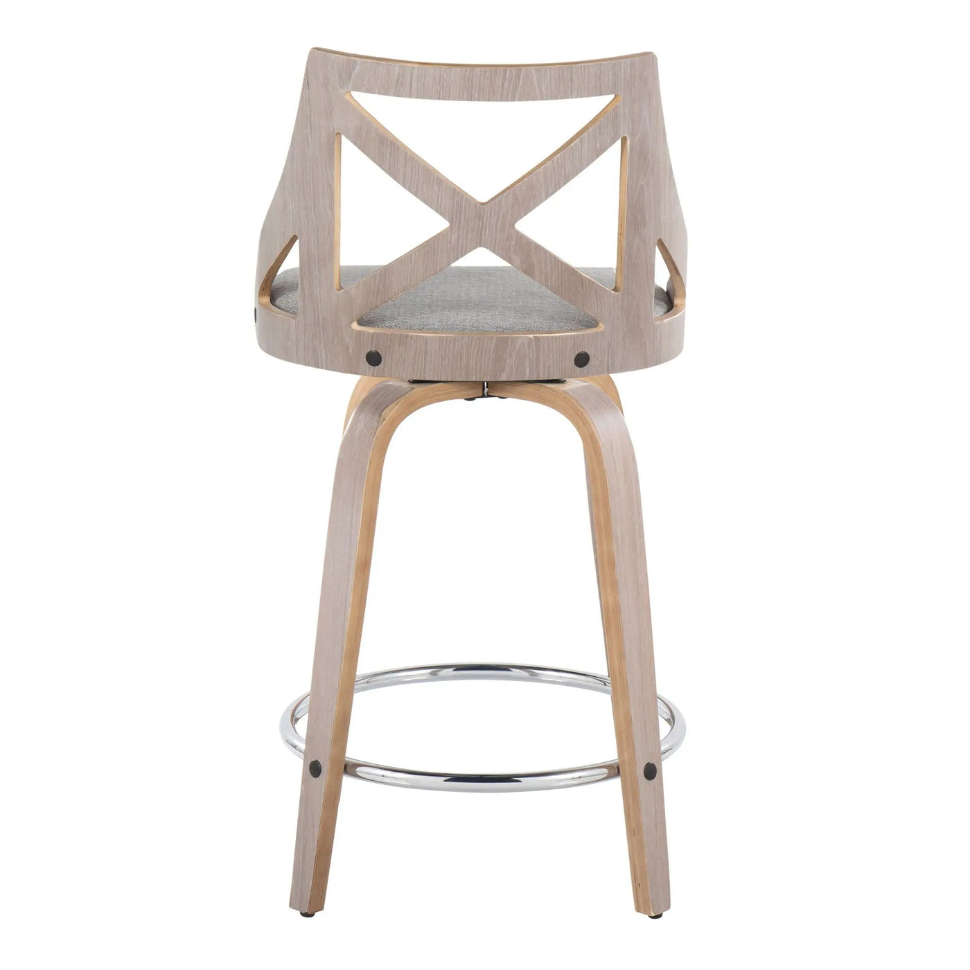 Charlotte - Farmhouse Fixed Height Counter Stool & Swivel With Round Footrest (Set of 2) by HouseOfZazla