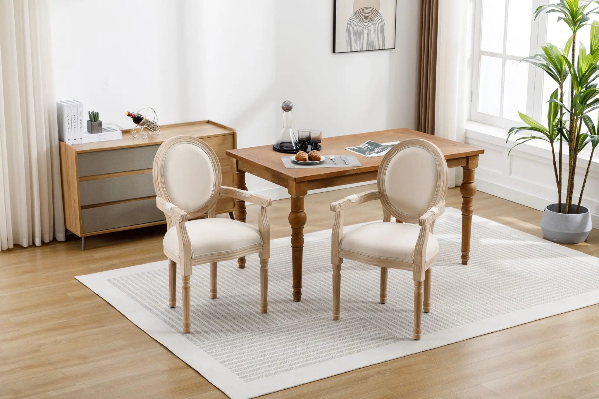 French Vintage Upholstered Fabric Dining Armchair (Set of 2) by HouseOfZazla