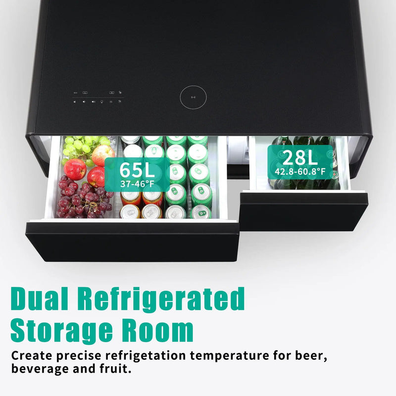 Modern Smart Coffee Table With Built-In Fridge - tooth Speaker, Wireless Charging, Touch Control Panel, USB Interface, Outlet Protection, Atmosphere Light by Unique Piece Furniture