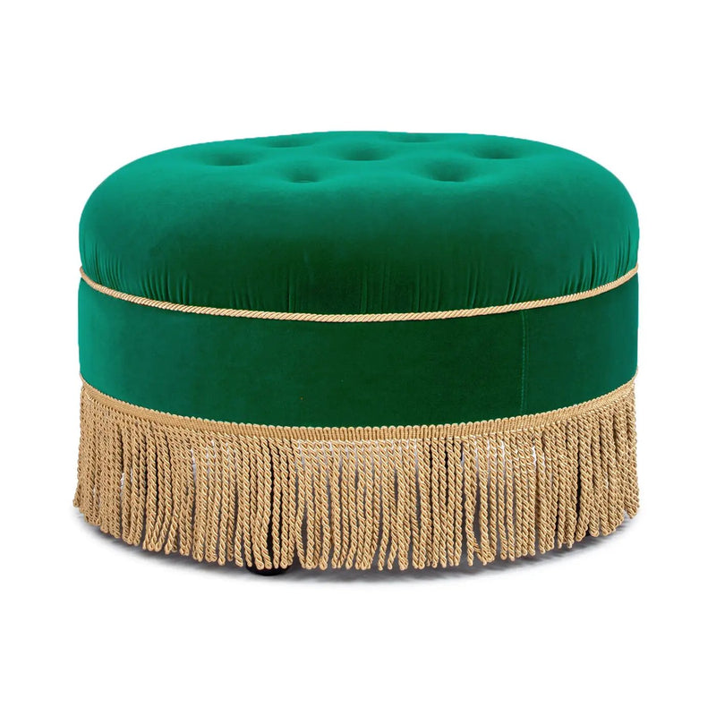 Yolanda 24" Round Upholstered Accent Ottoman, Ultramarine by HouseOfZazla