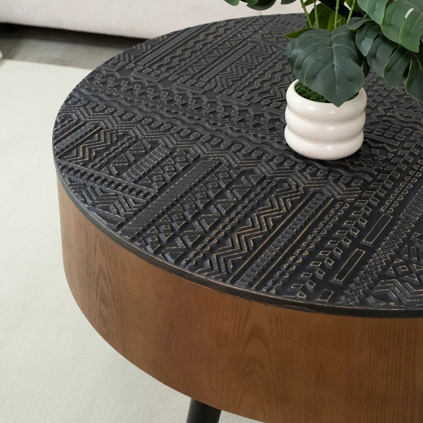 Round Coffee Table With Storage Function For Living Rooms by HouseOfZazla