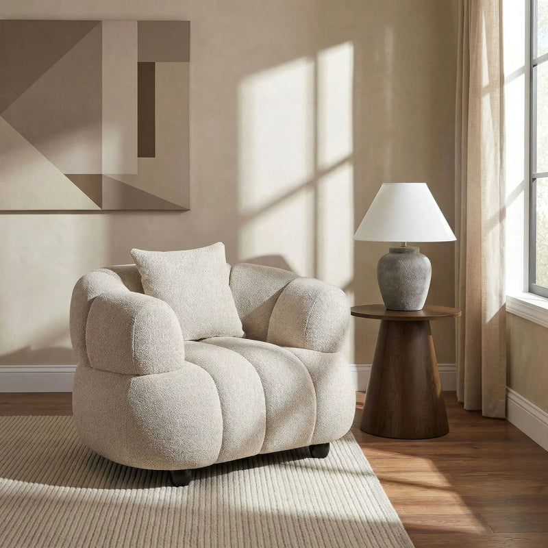 Whitney Contemporary Channel Tufted Boucle Upholstered Accent Chair by Unique Piece Furniture