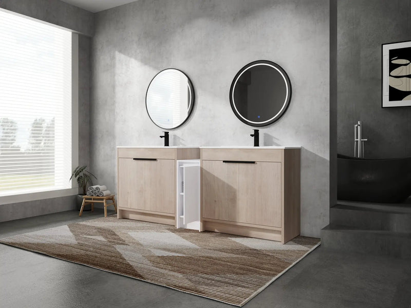 84 Inch Freestanding Bathroom Vanity with Ceramic Sink and Storage Cabinets by HouseOfZazla