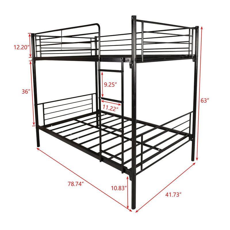 Space Saving Bunk Bed With Metal Frame And Ladder by Unique Piece Furniture