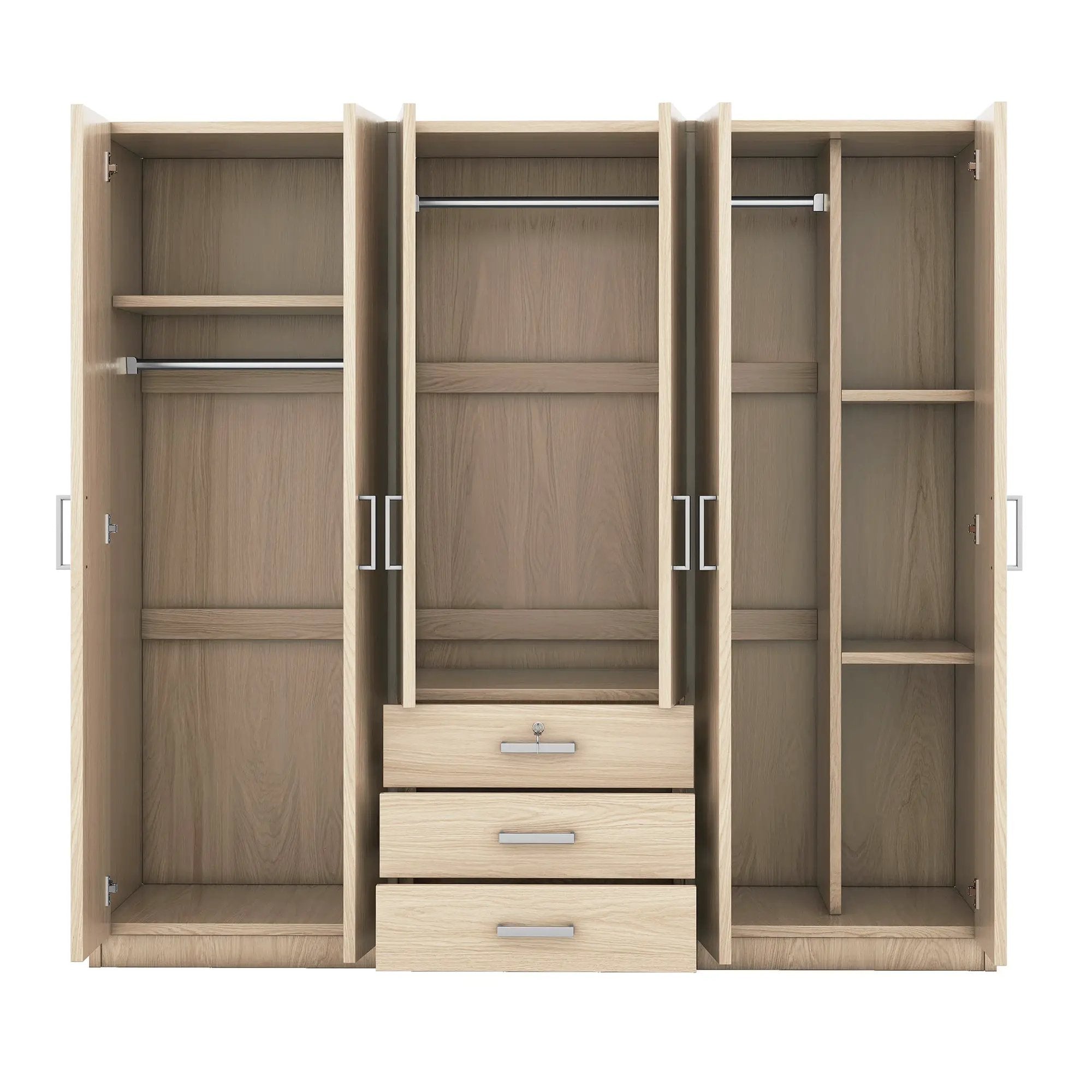 6-Doors Wooden Wardrobe Storage for Bedroom by HouseOfZazla