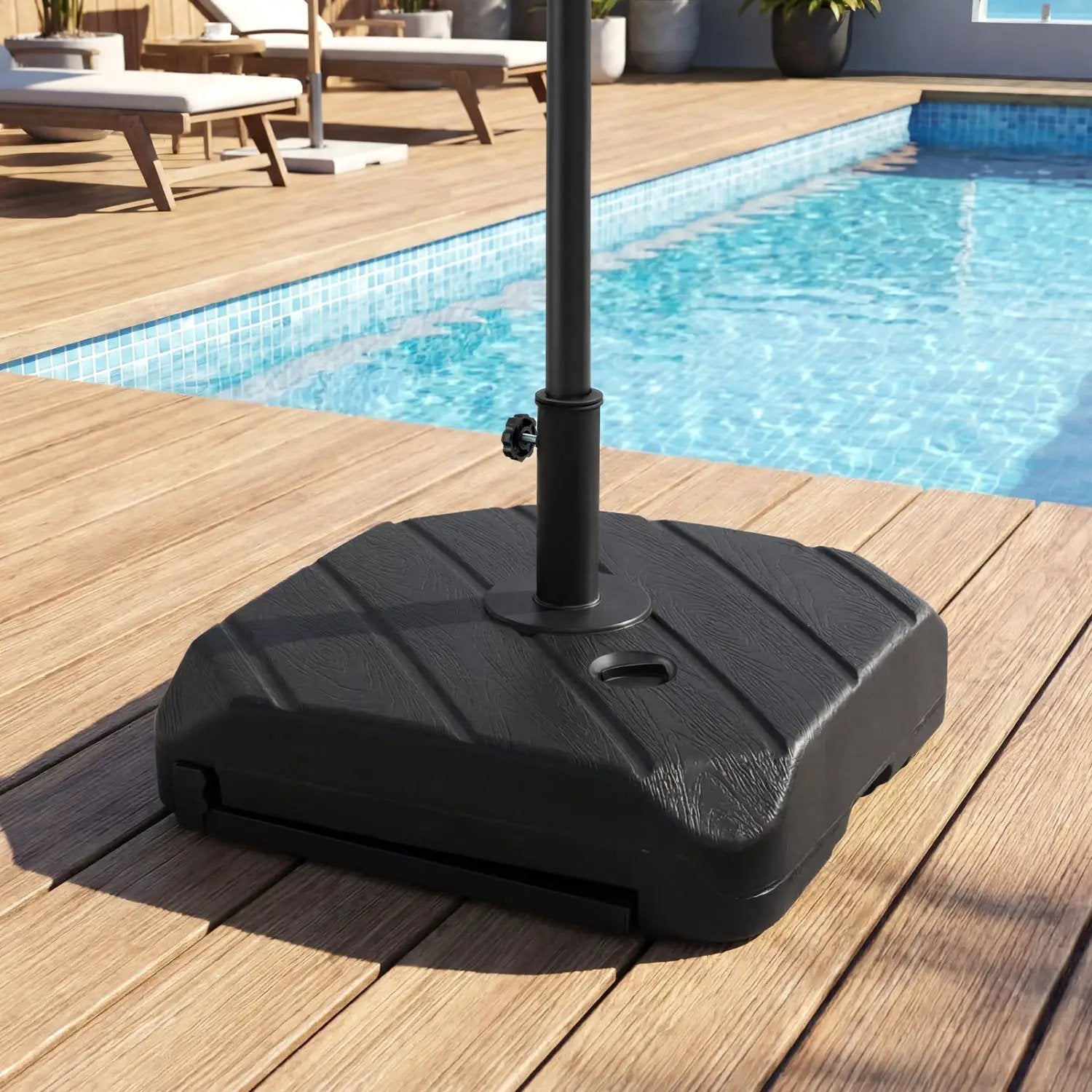 211 LBS Fillable Patio Umbrella Base with Wheels and Telescopic Pull Rod by DirectDeals