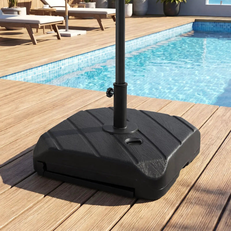 211 LBS Fillable Patio Umbrella Base with Wheels and Telescopic Pull Rod by DirectDeals