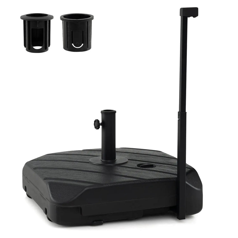 211 LBS Fillable Patio Umbrella Base with Wheels and Telescopic Pull Rod by DirectDeals