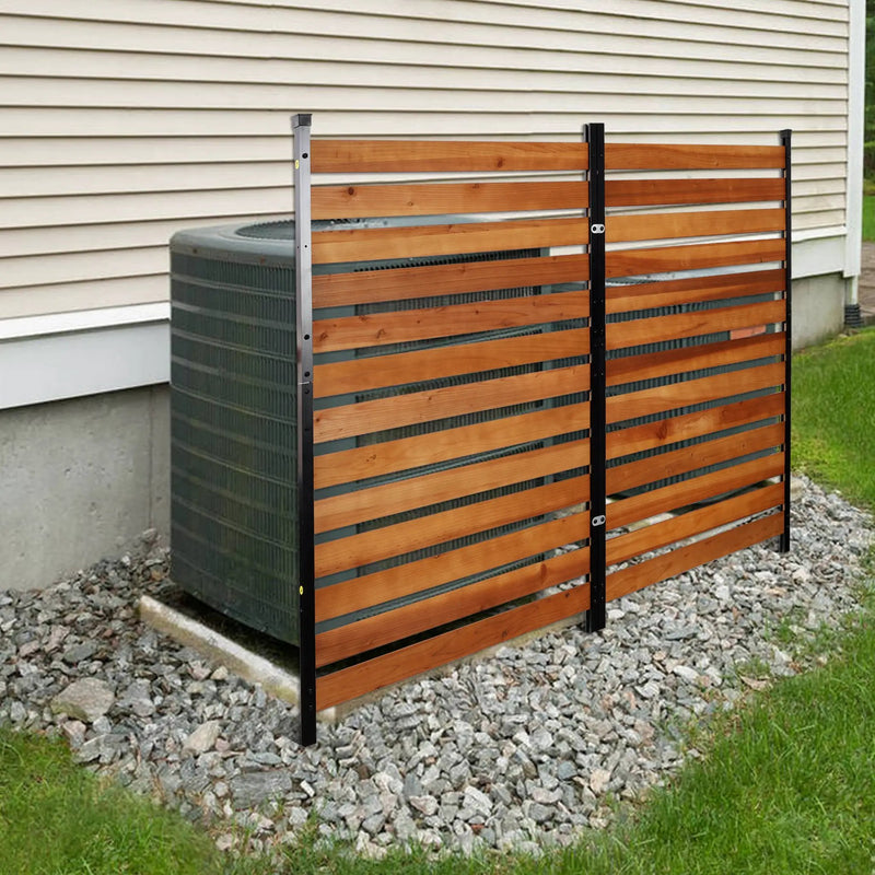 Air Conditioner Fence, 60in H x 38in W (2-Panel) Wood Fence Panels with Metal Stakes by HouseOfZazla