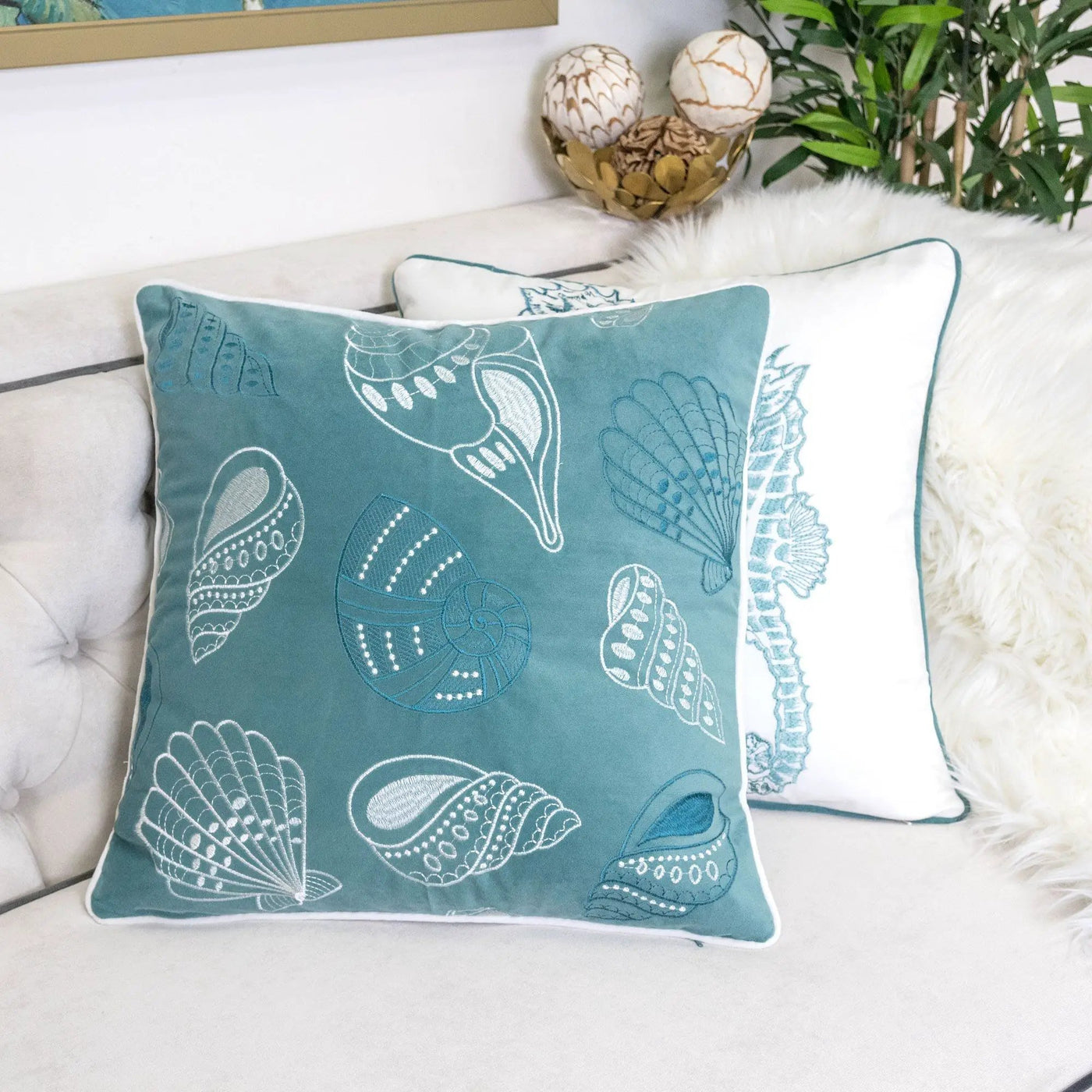 Seashells Pillow Cover by HouseOfZazla