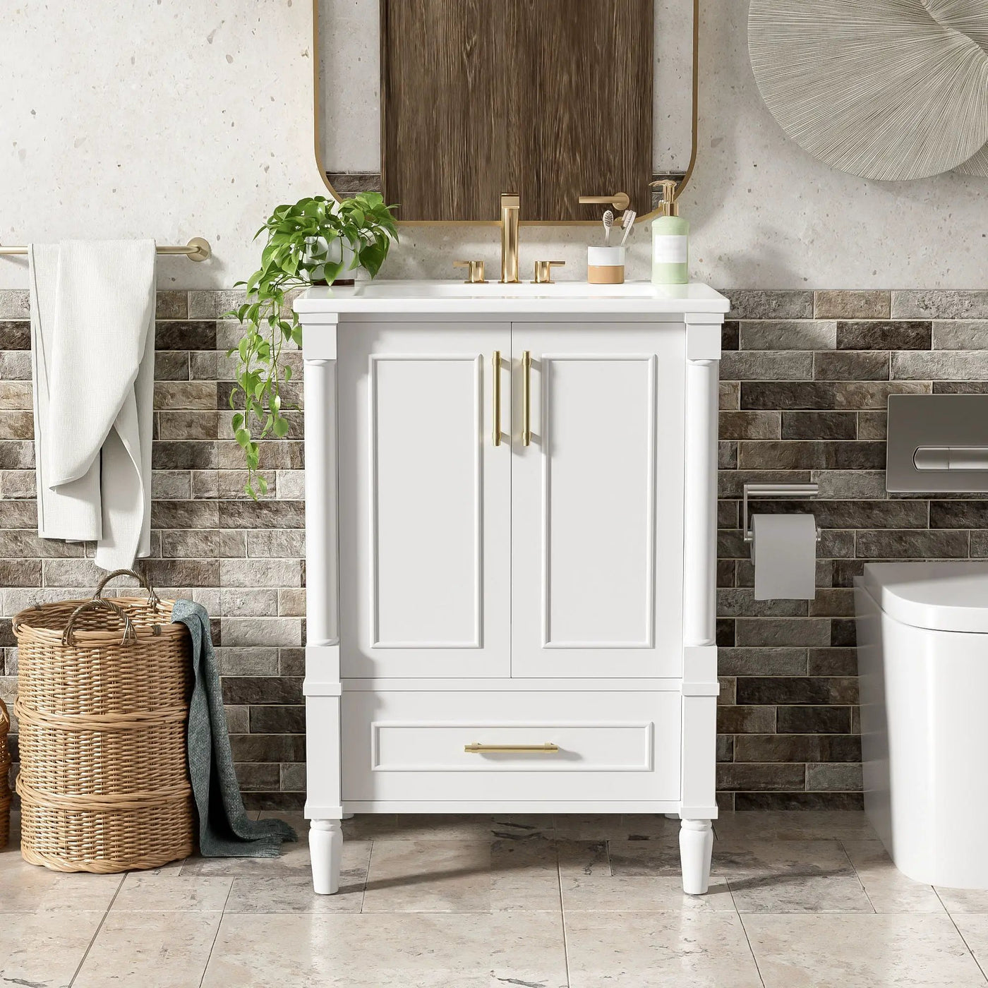 Bathroom Vanity With Ornate French Cylinder Legs, Soft Close Drawer by HouseOfZazla