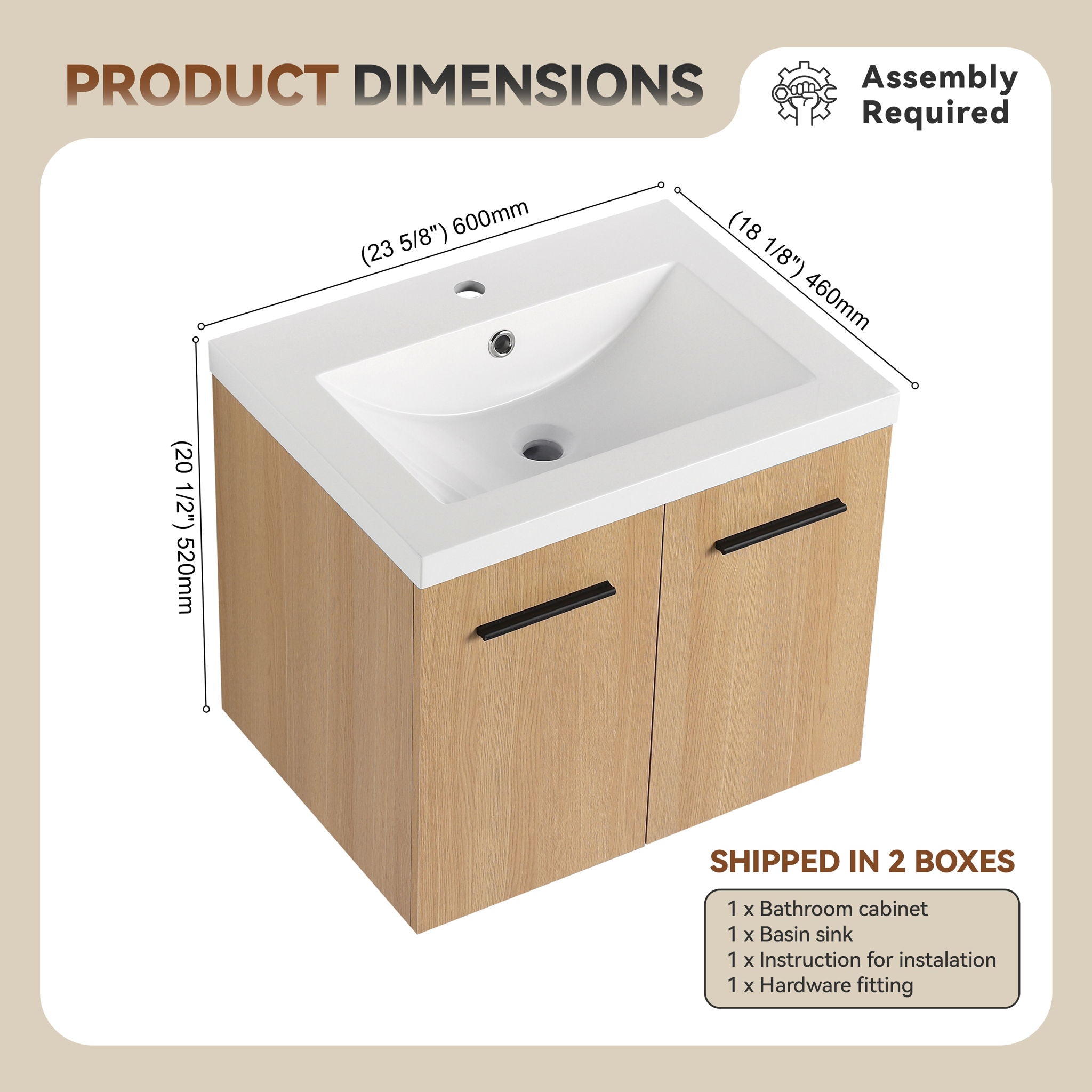 Floating Bathroom Vanity With Sink, Wall Mounted Double Door Storage by HouseOfZazla