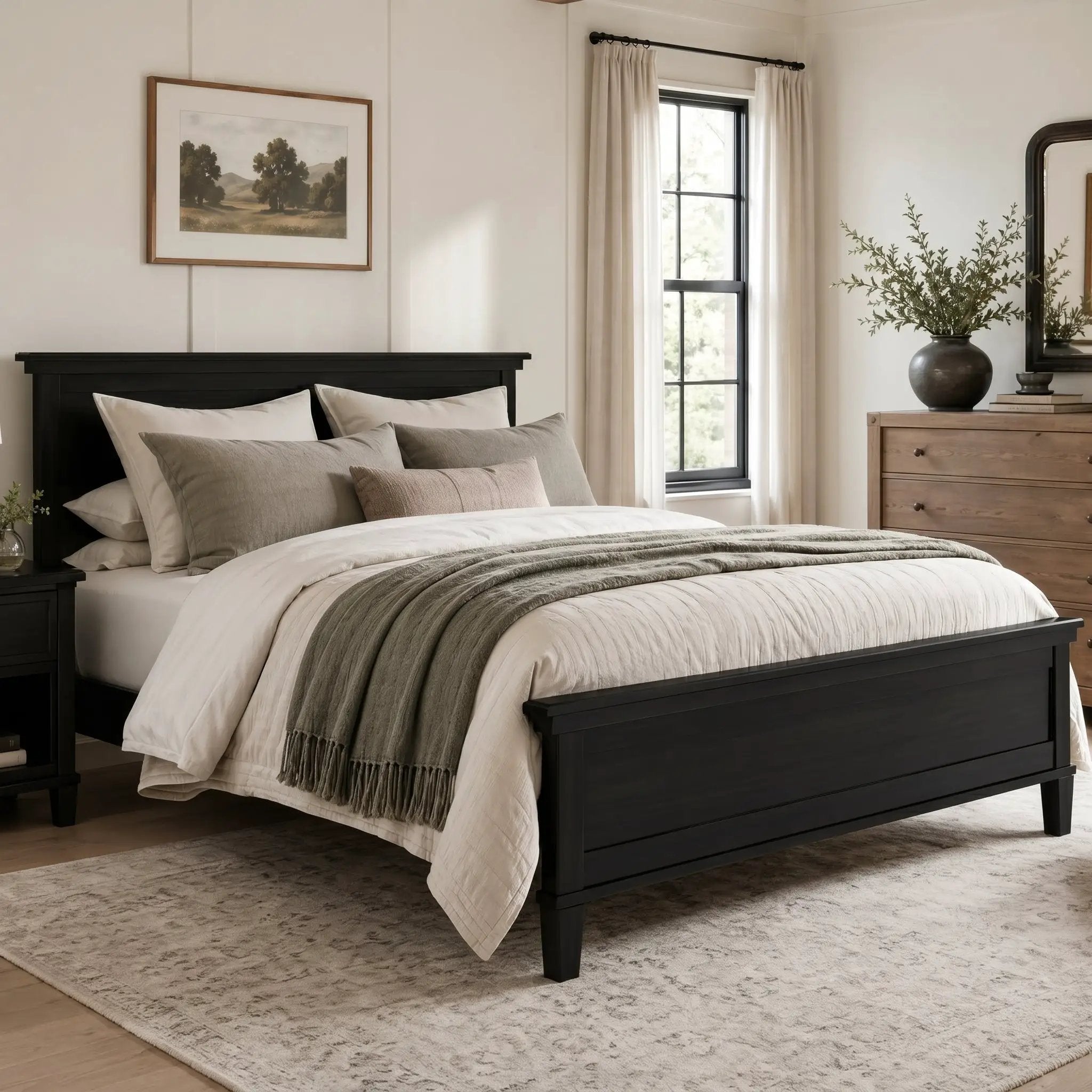 Mid-Century Modern Wood Platform Bed, Queen Size by HouseOfZazla