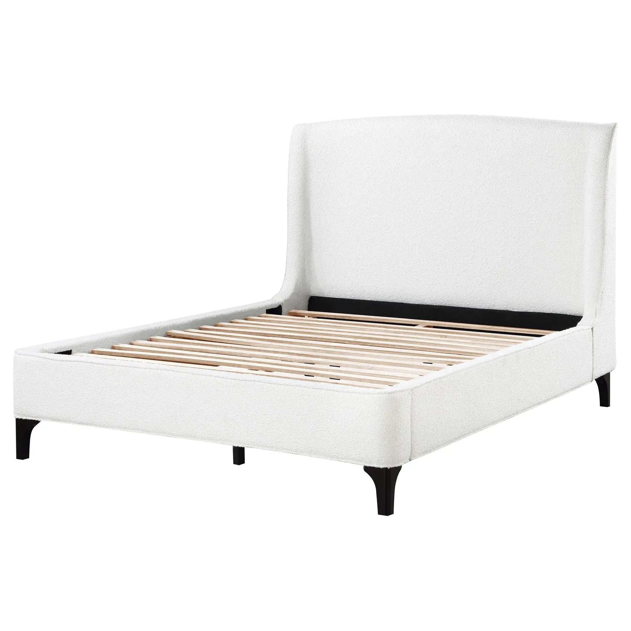Mosby Upholstered Queen Wingback Bed Snow by Unique Piece Furniture