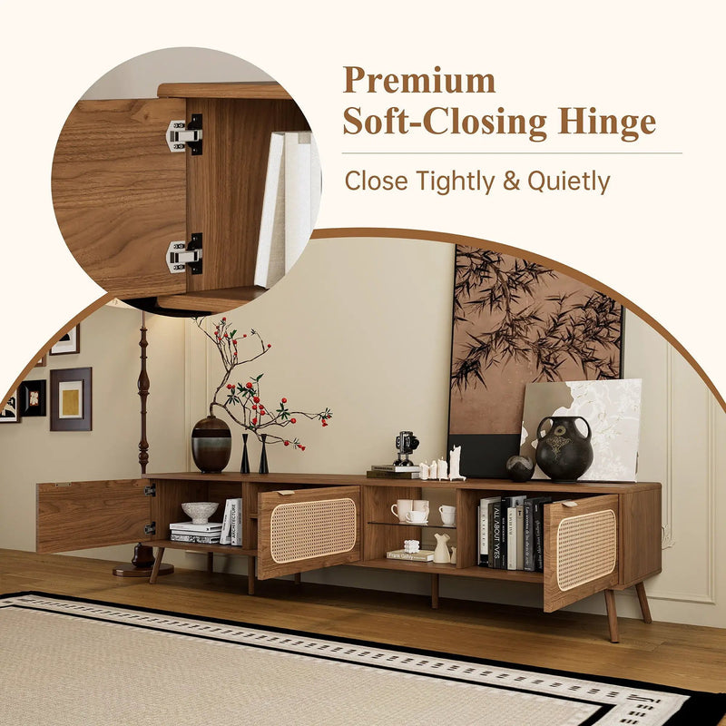 78" TV Stand With Ample Storage And Open Shelving - Walnut by Unique Piece Furniture