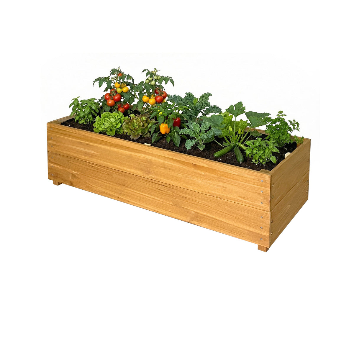 Solid Fir Wood Raised Garden Bed with Liner - Outdoor Planter Box, photo 9 of 10