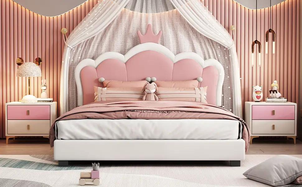 Upholstered Princess Platform Bed With Crown Headboard by HouseOfZazla