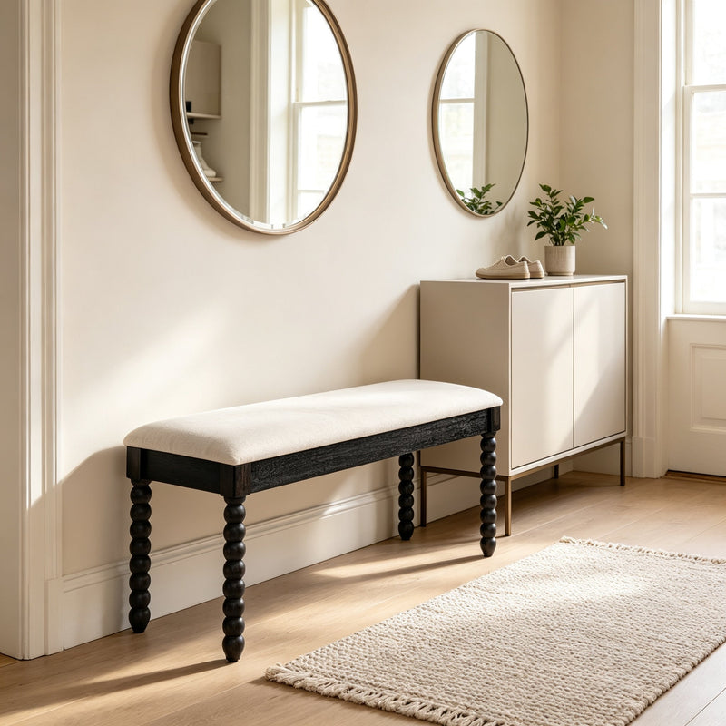 Farmhouse Wooden Storage Bench with Soft Cushion