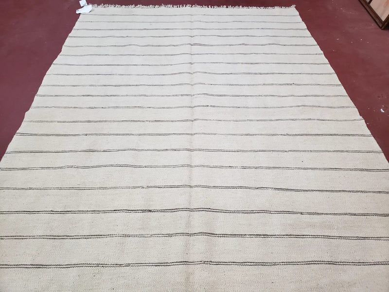 New Turkish Kilim Rug, Striped Area Rug, Southwestern Style, Off-white/Ivory Color, 5x8 Kilim Carpet, Hand-Knotted, Flatweave, Wool by Jewel Rugs