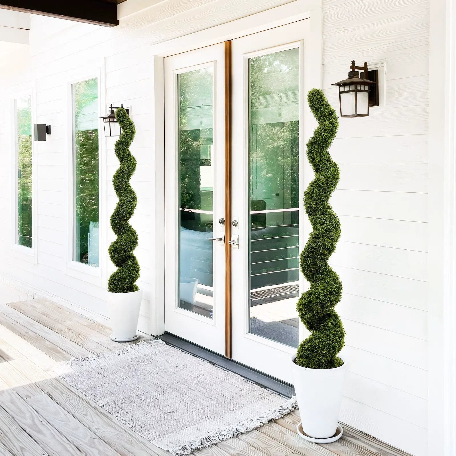 Artificial Outdoor UV Resistant Plastic Boxwood Topiary Spiral Tree by HouseOfZazla