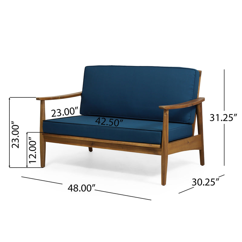 Willowbrook Teak Brown 4-Piece Wood Outdoor Patio Conversation Seating Set by HouseOfZazla