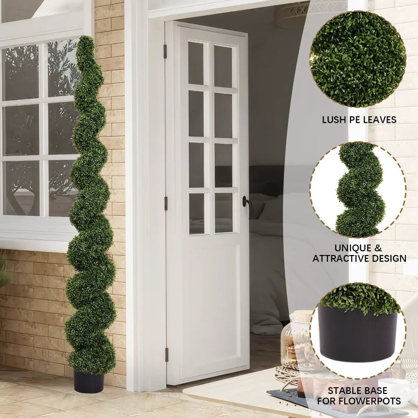 Artificial Outdoor UV Resistant Plastic Boxwood Topiary Spiral Tree by HouseOfZazla