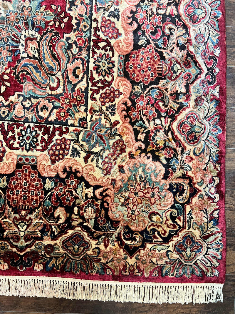 Persian Sarouk Rug 12x17, Wool Hand Knotted Antique Carpet, Dark Red, Traditional Floral Oriental Rug, 12 x 17 Extra Large Handmade Rug by Jewel Rugs