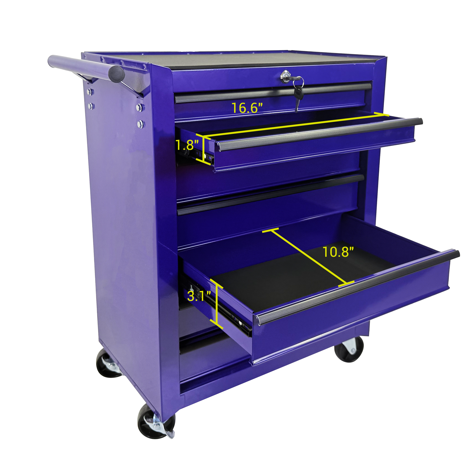 Rolling Metal Tool Chest with 7 Drawers, 20" Steel Cabinet - Purple by HouseOfZazla