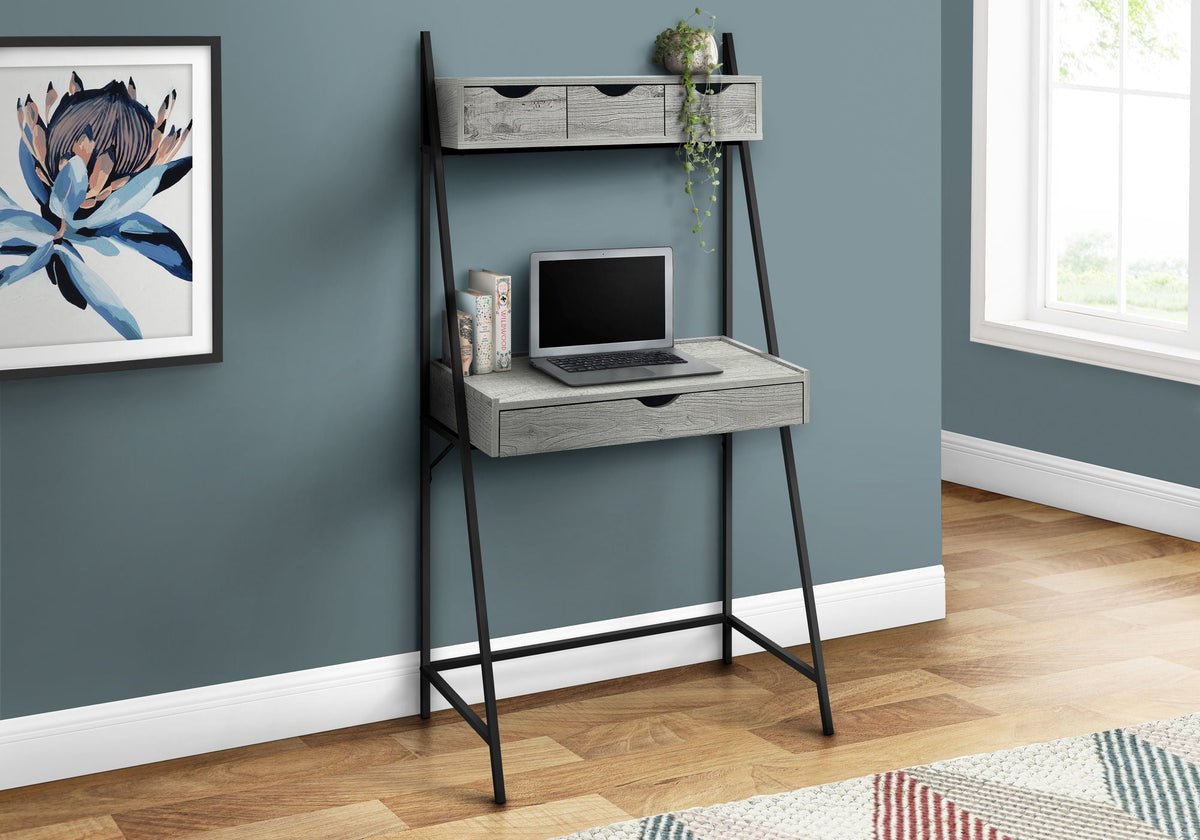 Contemporary Computer Desk with Storage Drawers - Light Brown, Gray, or Black, photo 5 of 12