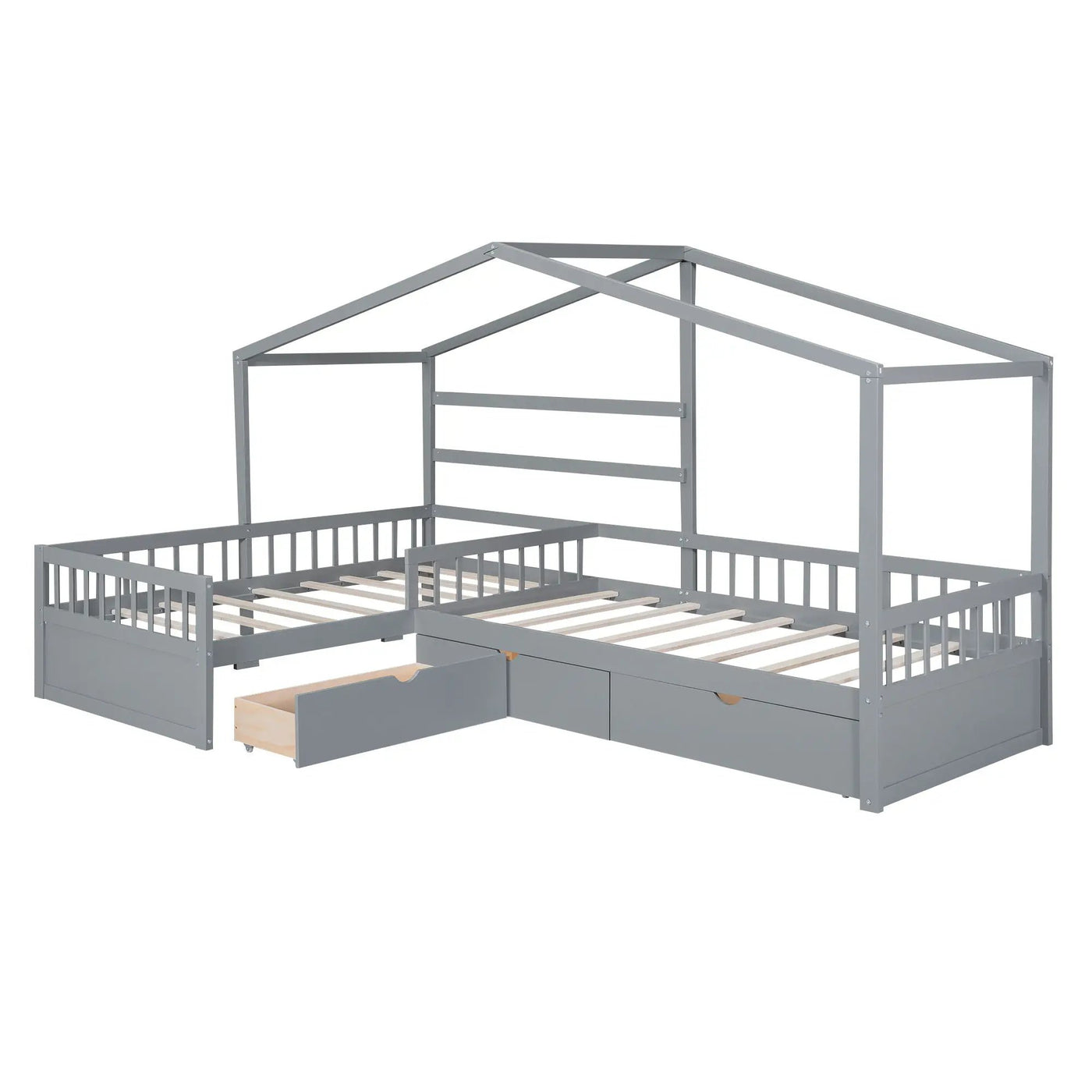 L Shape Platform Bed With 3 Storage Drawers by HouseOfZazla