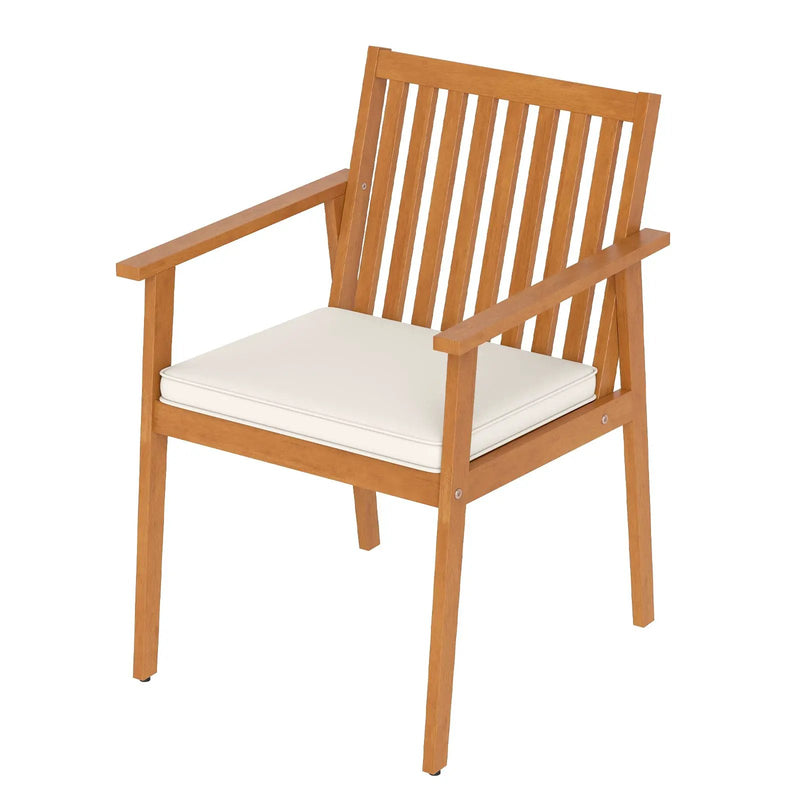 2 Pieces Patio Dining Chairs Outdoor Acacia Wood Chairs with Removable Padded Cushion by DirectDeals