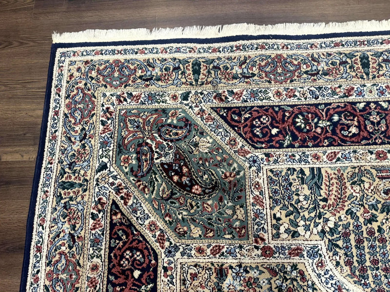 Persian Rug 8x11, Belgium Power Loomed Rug, Kirman Lavar Floral Design, Vintage Rug by Jewel Rugs