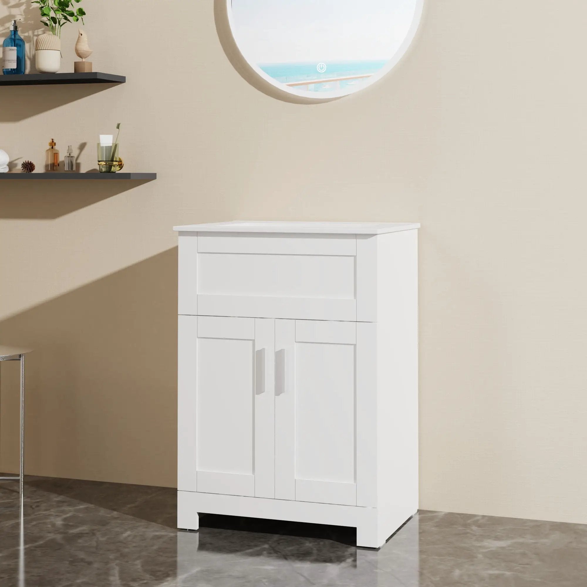 Sink Bathroom Vanity Laundry Cabinet Combo - White by HouseOfZazla