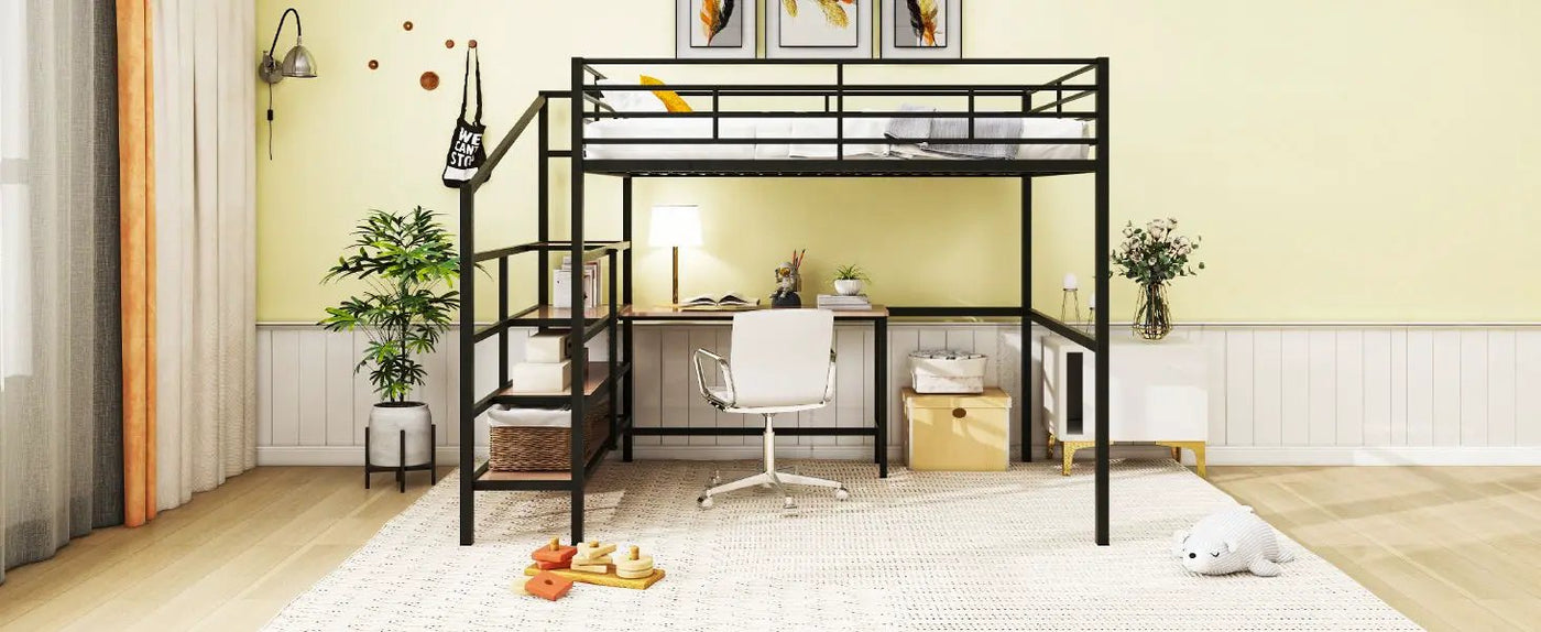 Loft Bed With Desk And Lateral Storage Ladder by HouseOfZazla