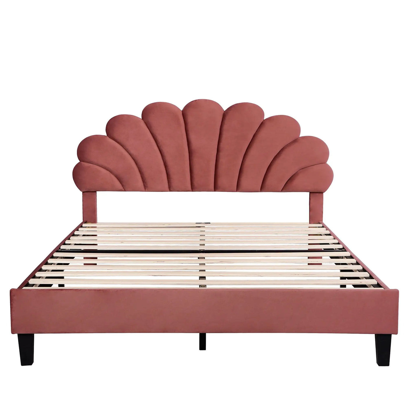 Upholstered Platform Bed With Flower Pattern Headboard by HouseOfZazla