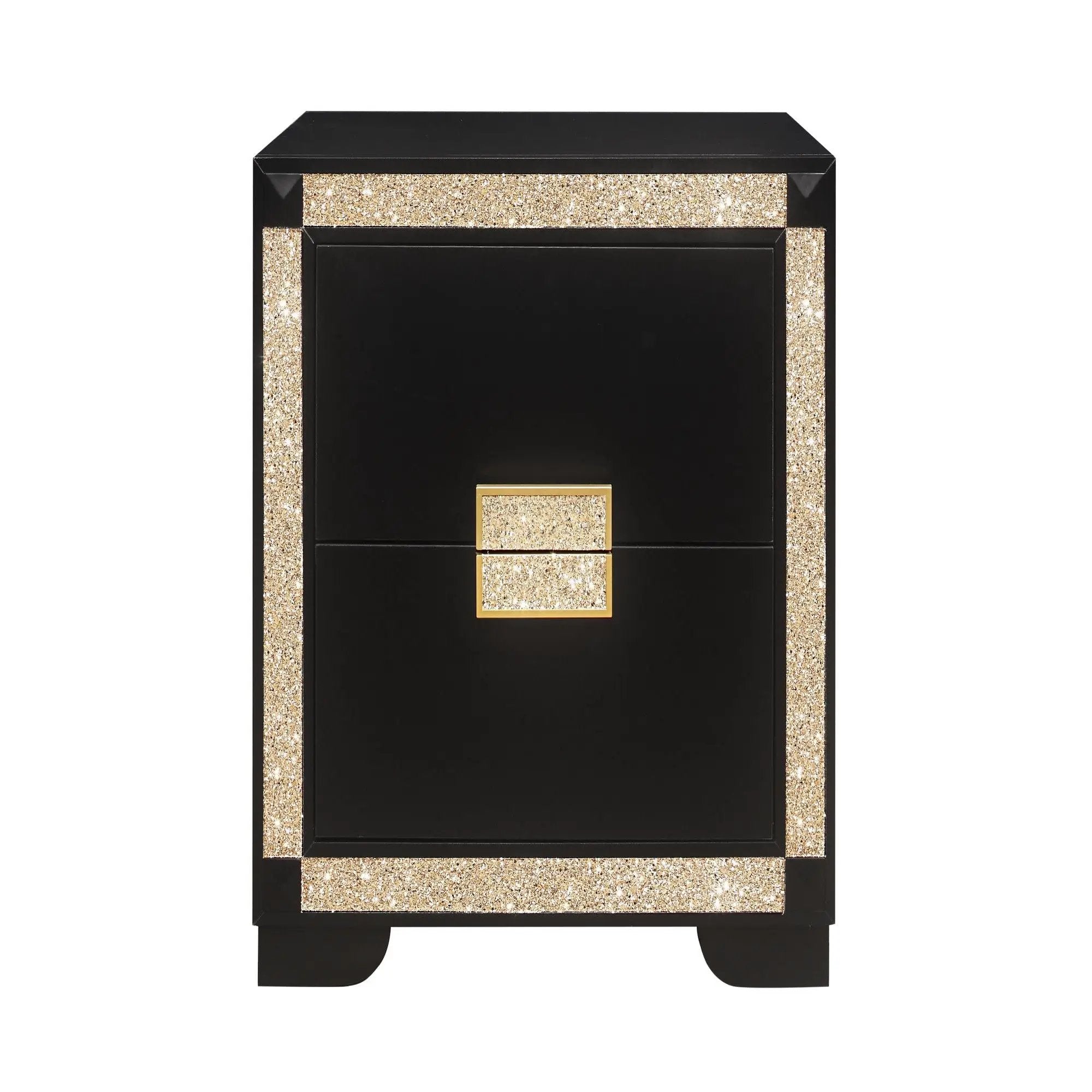 Lively - Nightstand With Glitter Detail And Thick Bar Handle Hardware - Black by HouseOfZazla