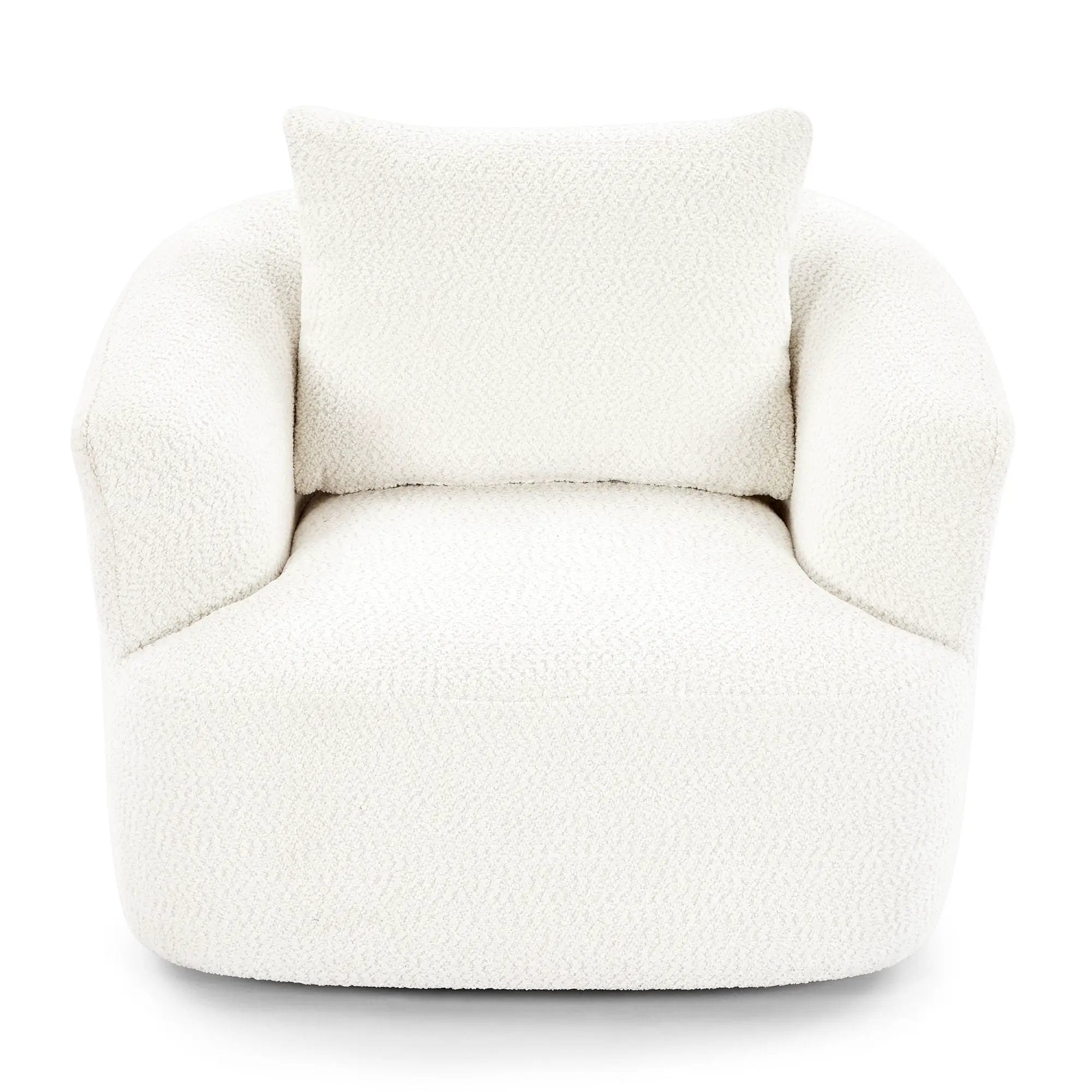 360° Swivel Barrel Sofa Chair With Throw Pillow, Upholstered Accent Chair by Unique Piece Furniture