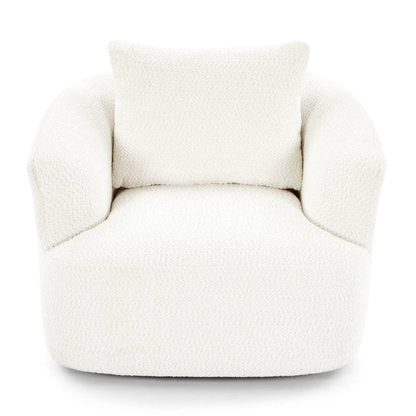 360° Swivel Barrel Sofa Chair With Throw Pillow, Upholstered Accent Chair