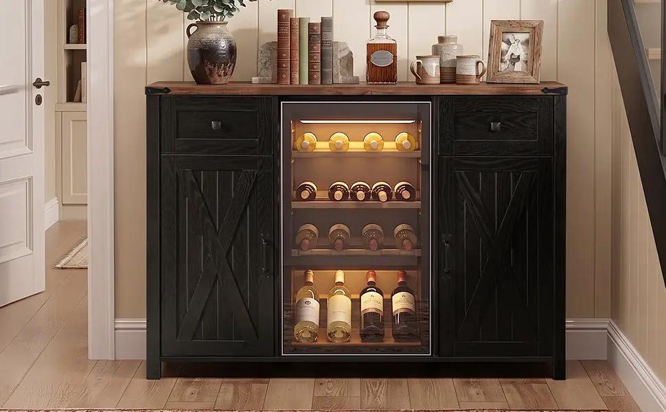 K&K 53.2" Farmhouse Fridge Cabinet with Power Outlet by HouseOfZazla