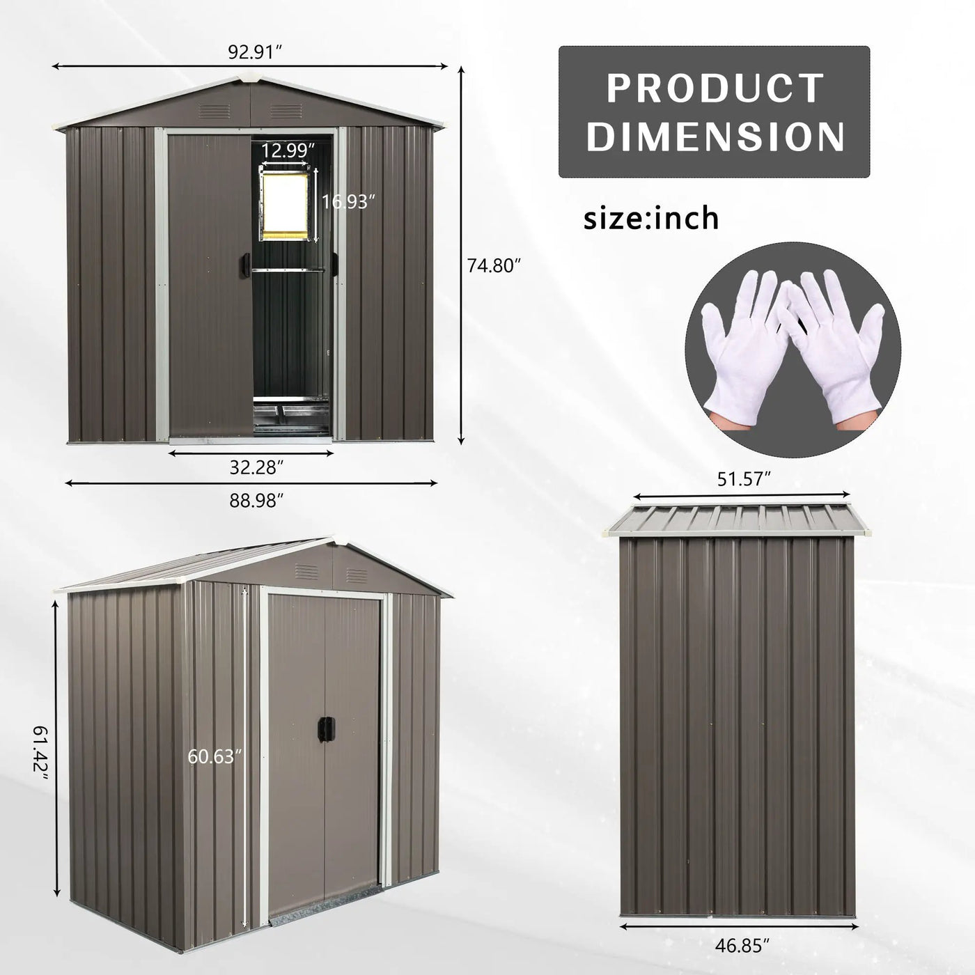 88.98" Outdoor Metal Storage Shed With Window by HouseOfZazla