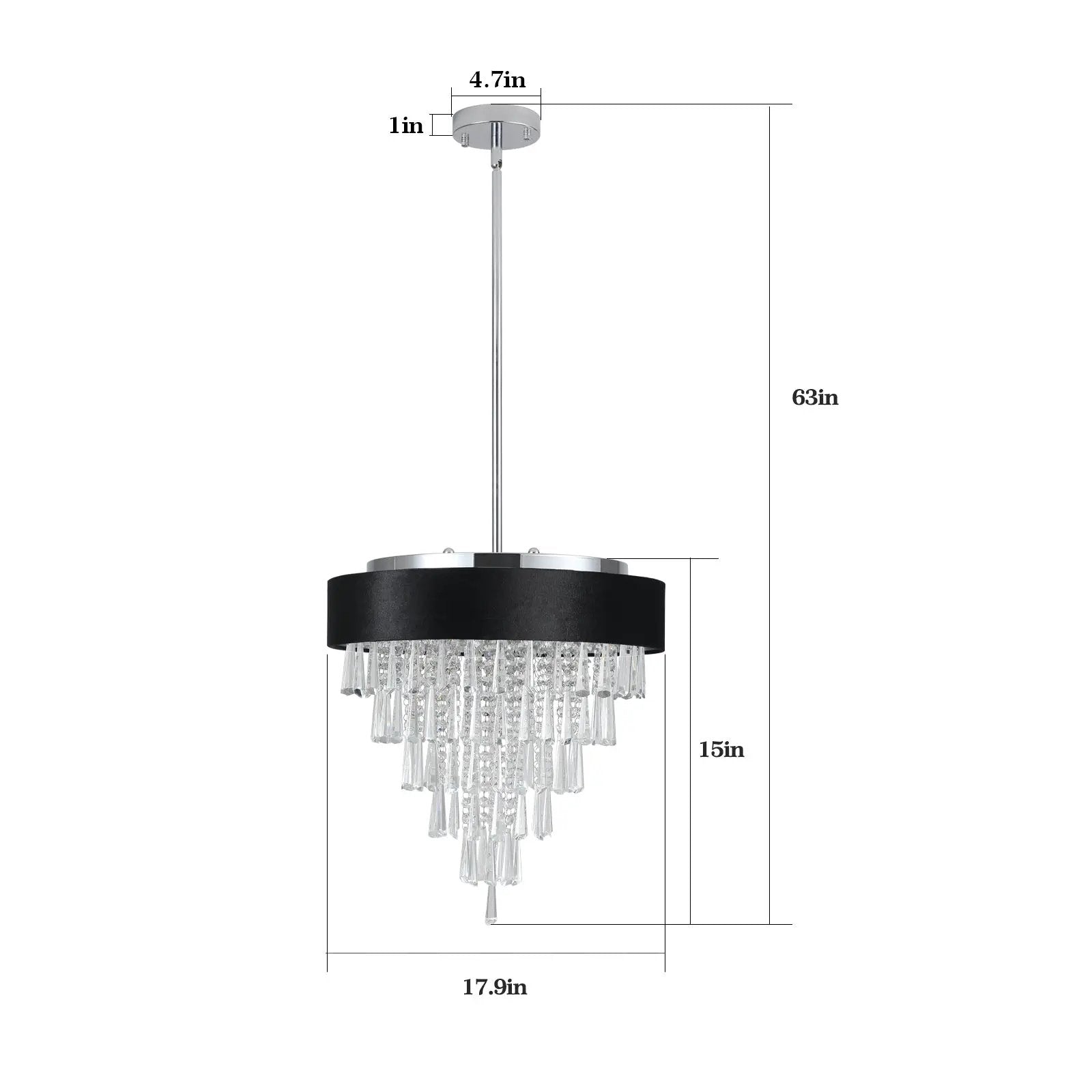 18-inch Modern Crystal Chandelier with Black Velvet Shade by HouseOfZazla